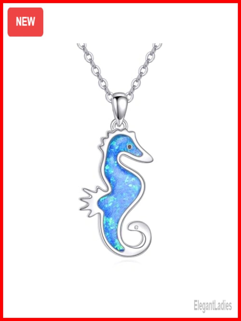 925 Sterling Silver Seahorse Pendant Necklace Created Opal Fine Jewelry